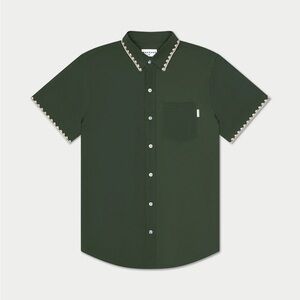 Mavran Dark Green Weekend Shirt with Embroidered Trim